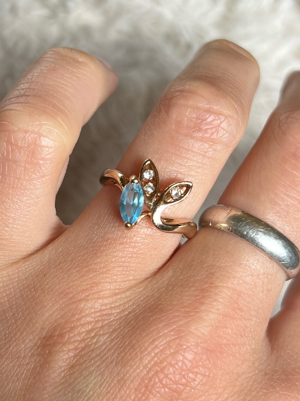 18K Gold Plated Ring w/ Blue Stone